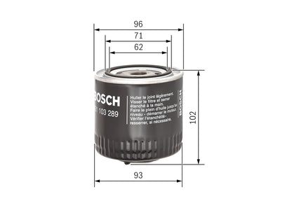 BOSCH 0 451 103 289 Filtru ulei